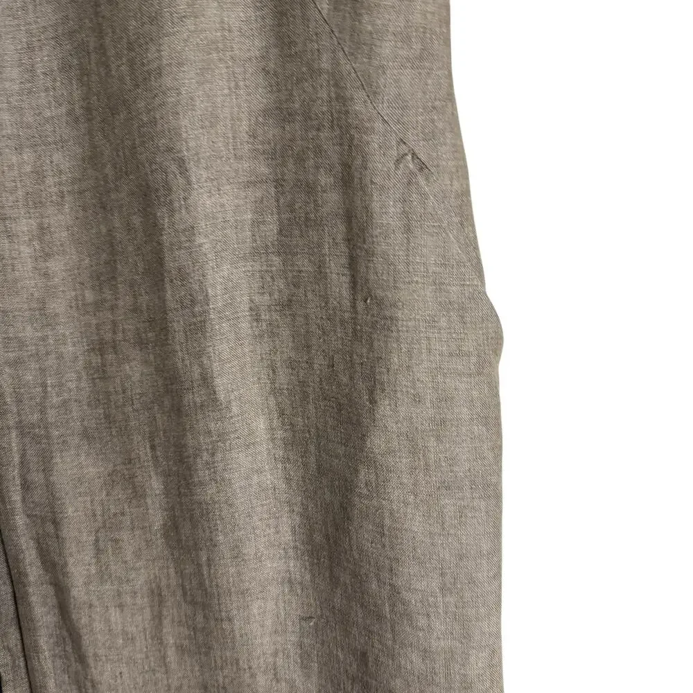 Eleventy Brown Linen Sleeveless Open Front Long Duster Trench Vest Size 10 - Picture 5 of 11